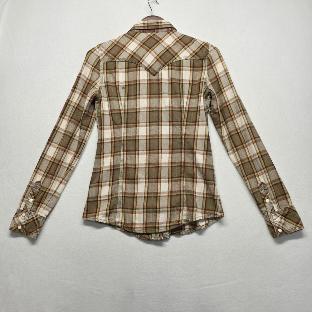 True Religion Women's Pearl Snap Flannel Western Shirt Size Small